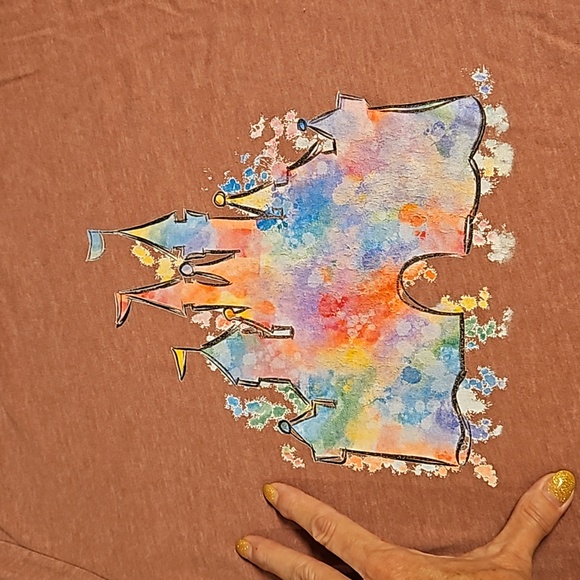 Disney World Disneyland  Cinderella's Castle graphic tee paint dabs dusty rose S - Picture 2 of 7